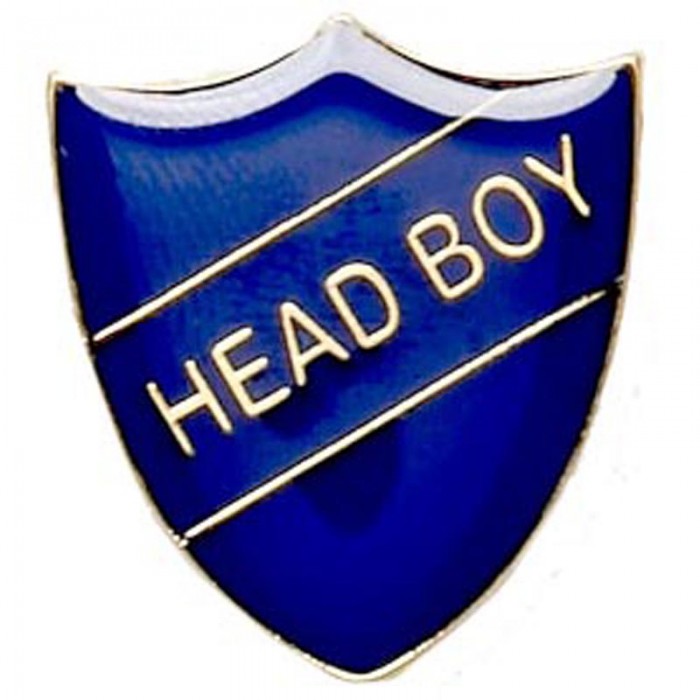 HEAD BOY SHIELD BADGE - 4 COLOURS - 22MM X 25MM
